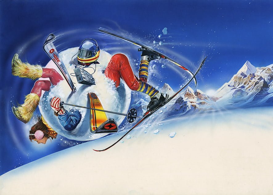 Vacanze sulla neve - Illustrazione di Renato Casaro