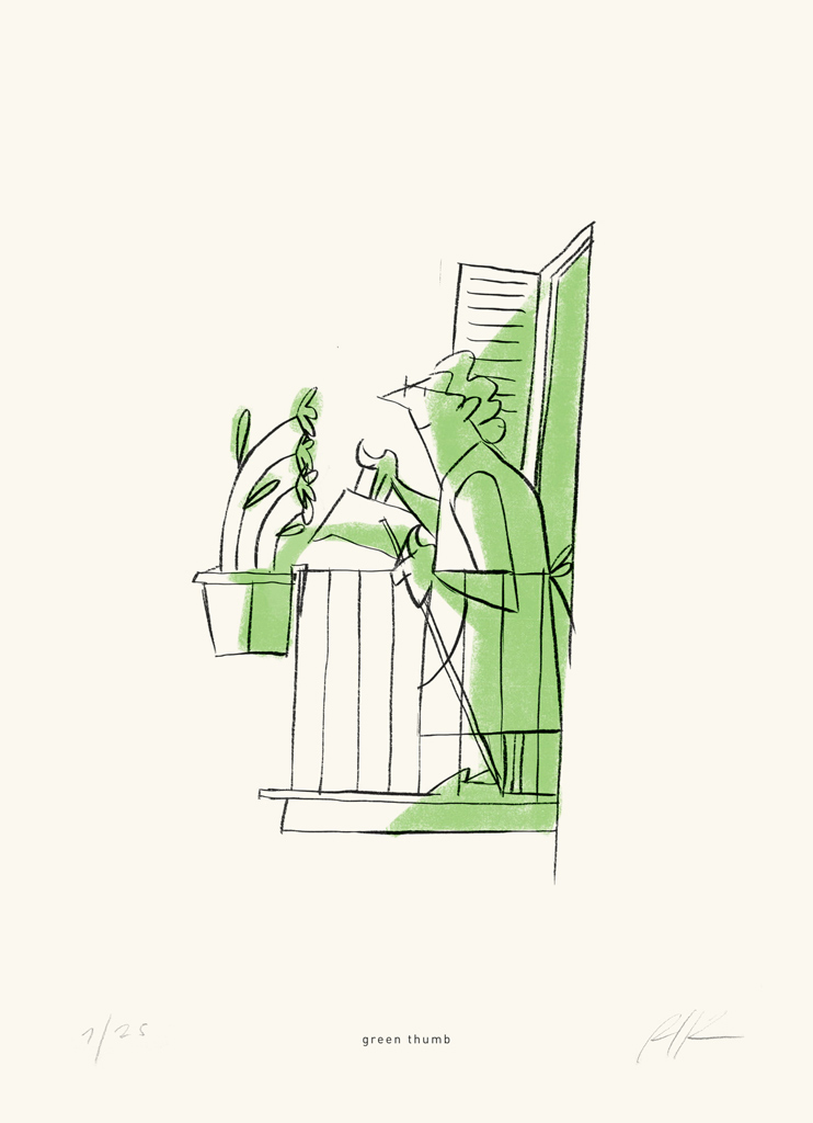 Green thumb - Illustrazione di Riccardo Guasco (Stay at home)