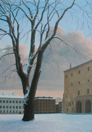 Piazza della Pace con la neve - Opera di Stefano Magnani