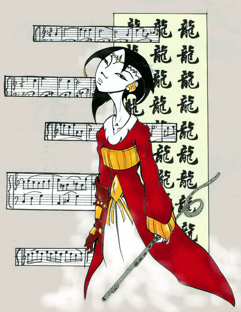 La flautista orientale - Opera di Pamela Micciarelli