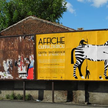 Manifesto di 6 metri per 3 con una illustrazione di Olimpia Zagnoli