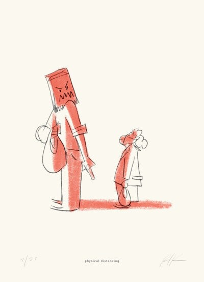 Physical distancing - Illustrazione di Riccardo Guasco (Stay at home)