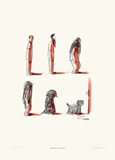 beauty routine - Illustrazione di Riccardo Guasco (Stay at home)