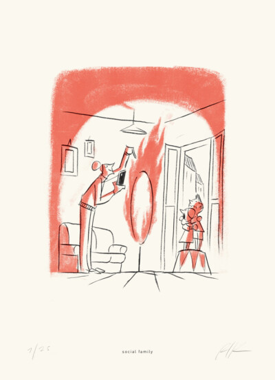 Social Family - Illustrazione di Riccardo Guasco (Stay at home)
