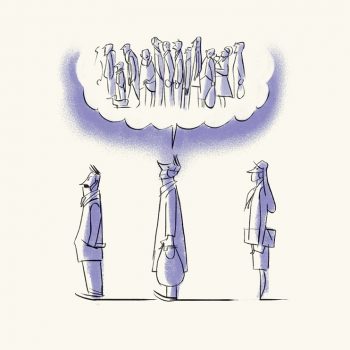 The queue - Illustrazione di Riccardo Guasco (Stay at home)