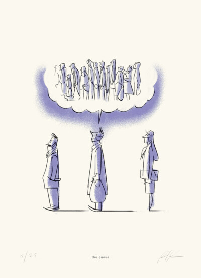 The queue - Illustrazione di Riccardo Guasco (Stay at home) The queue - Illustrazione di Riccardo Guasco (Stay at home)