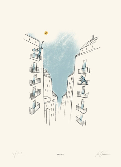 Tennis - Illustrazione di Riccardo Guasco (Stay at home)