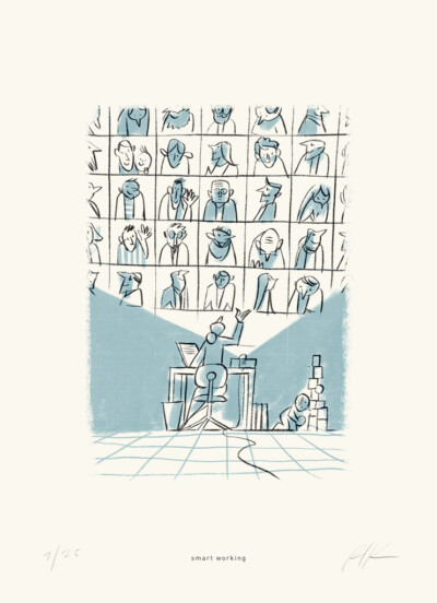 Smart working - Illustrazione di Riccardo Guasco (Stay at home)