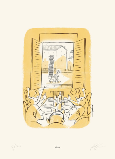 Pizza - Illustrazione di Riccardo Guasco (Stay at home)