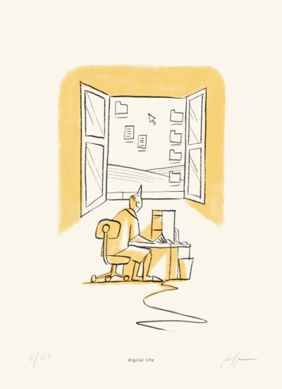Digital life - Illustrazione di Riccardo Guasco (Stay at home)