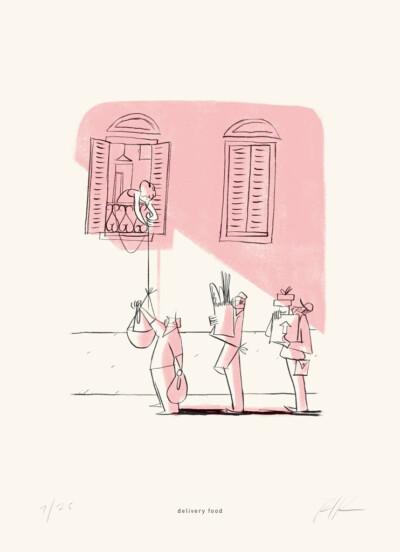 Delivery Food - Illustrazione di Riccardo Guasco (Stay at home)