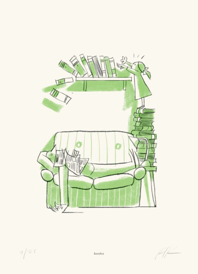 Books - Illustrazione di Riccardo Guasco (Stay at home)