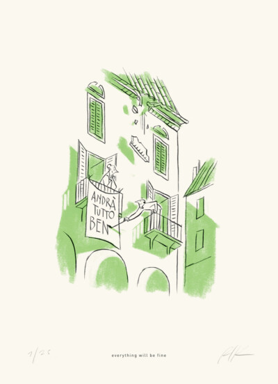 Everything will be fine - Illustrazione di Riccardo Guasco (Stay at home)