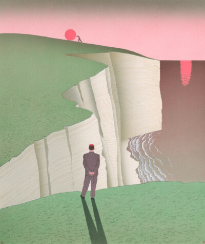 Guy Billout - Sisifo Rolling the sun