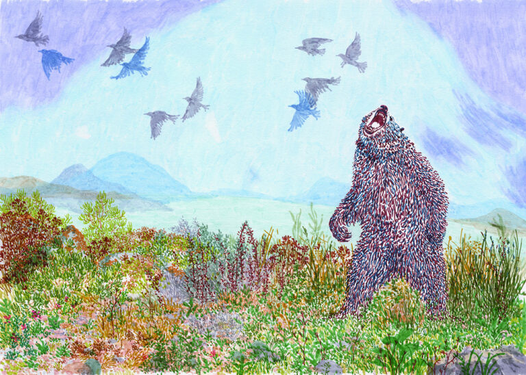 Illustrazione di Sylvie Bello da "La bambina e l'orsa"