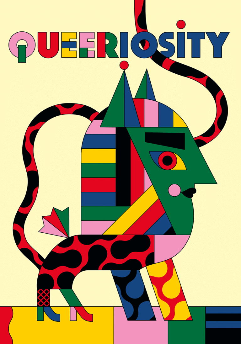 Illustrazione di Camilla Falsini per il manifesto e la copertina della mostra Queeriosity