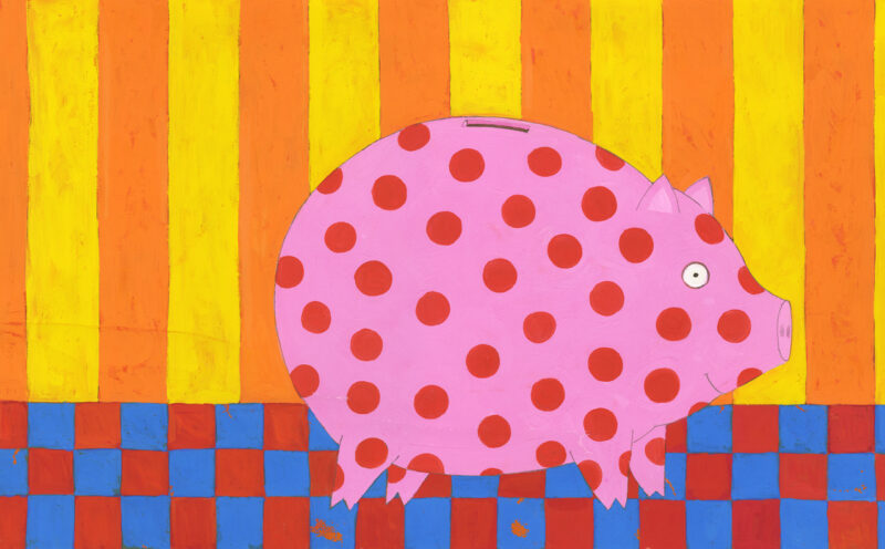 david-mckee-Charlotte's-piggy-bank-01 Illustrazione di David McKee