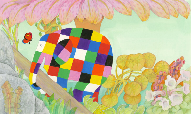 david-mckee-Elmer-and-Butterfly-01 Illustrazione di David McKee