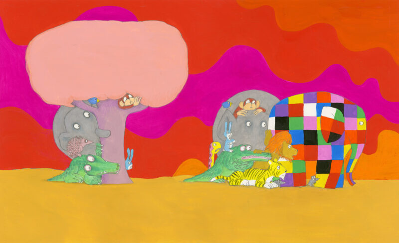 david-mckee-Elmer-and-the-monster-01 Illustrazione di David McKee